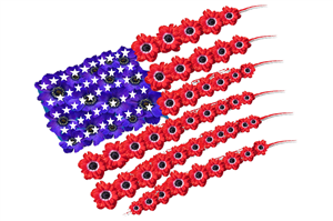 American flag composed of poppies.